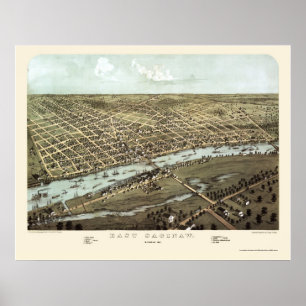 Östliga Saginaw, panorama- karta för MI - 1867 Poster