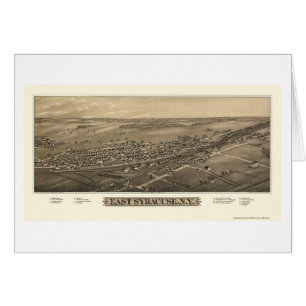 Östliga Syracuse, panorama- karta för NY - 1885 Hälsningskort