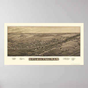 Östliga Syracuse, panorama- karta för NY - 1885 Poster