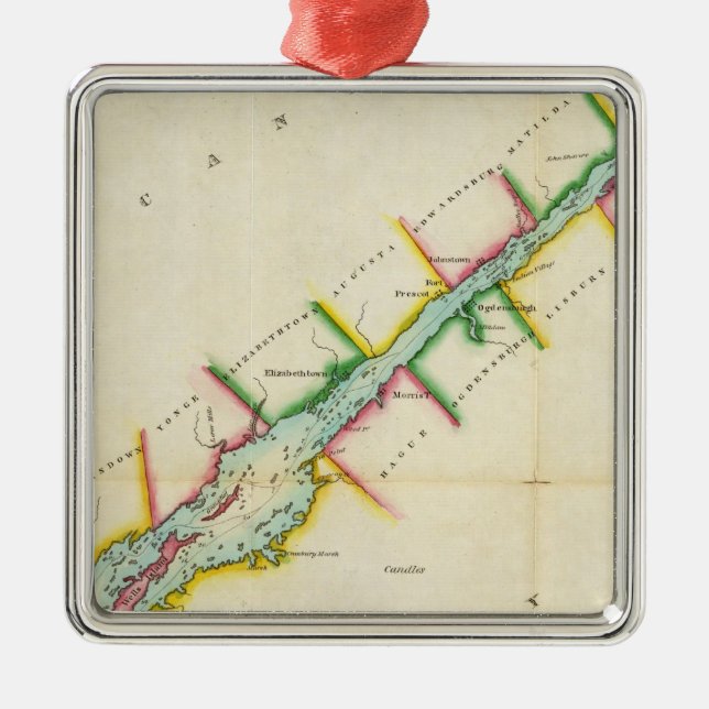 Östligt. Avsluta av Lake Ontario och flodSt. Julgransprydnad Metall (Framsidan)