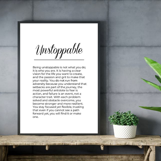 OSTOPPABLE inspirationerande Motivational Wall Art Poster (Skapare uppladdad)