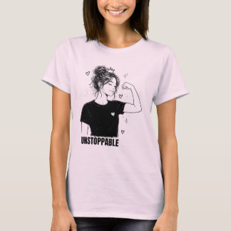 Ostoppbar Stark Tjej Linje Konst med Krona T Shirt