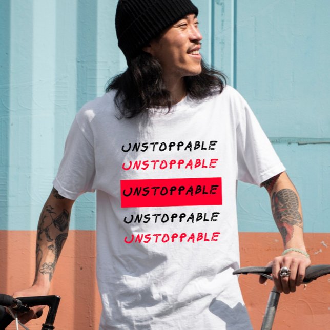 Ostoppbart: Röda och svarta, griniga citat T Shirt (Skapare uppladdad)