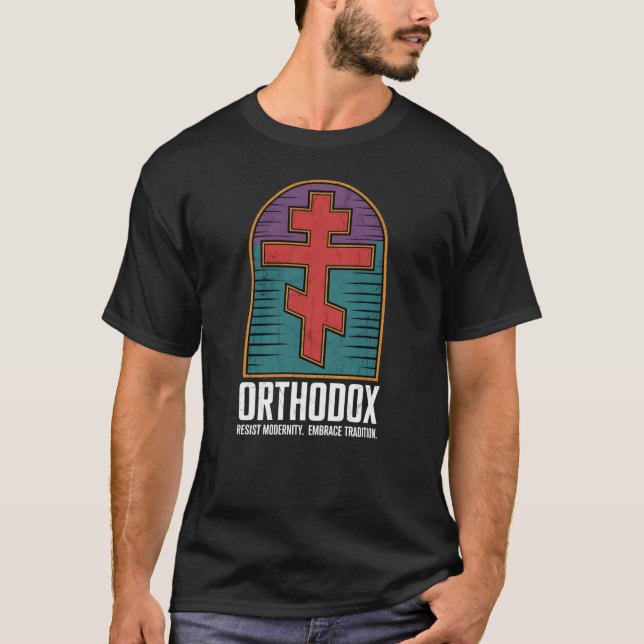 Östortodox Kors Motstå Modernitet  T Shirt (Framsida)