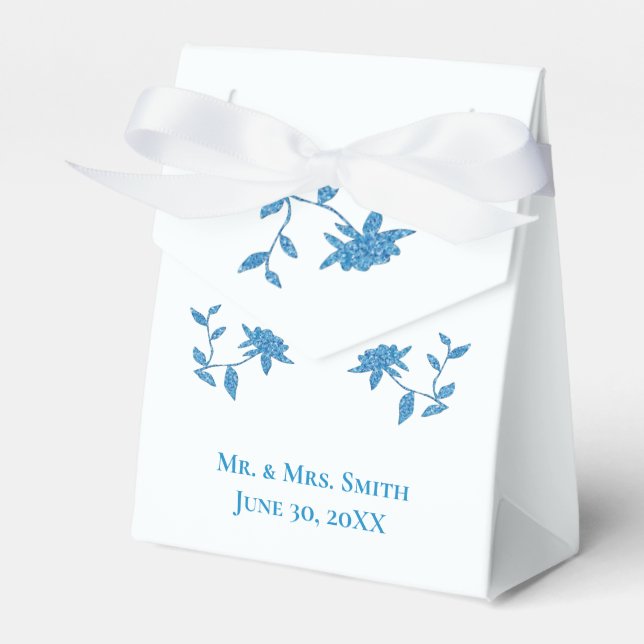 Östra Blue Pelora Blommigt-etikett Presentaskar (Framsidan Sidan)