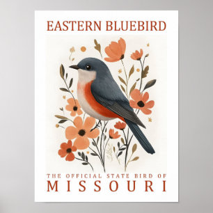 Östra Bluebird Bird of Missouri USA Travel Poster