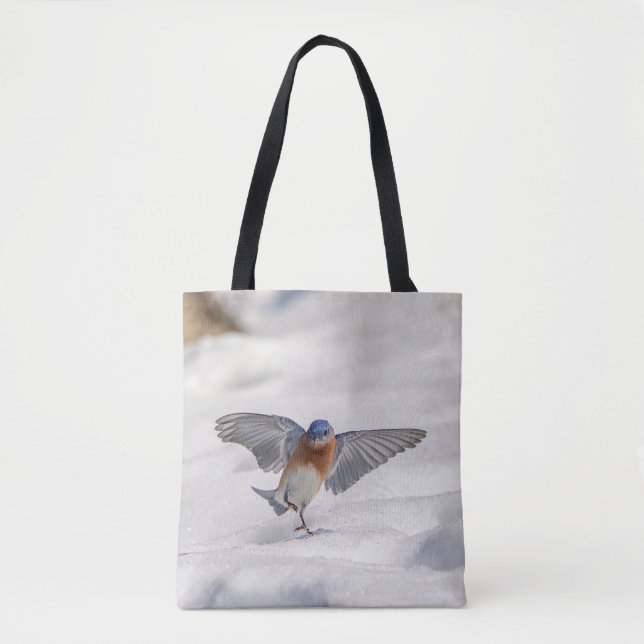 Östra Bluebird dans i snö Tygkasse (Framsida)