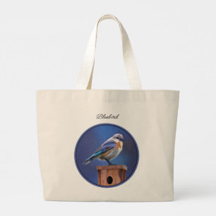 Östra Bluebird Female Painting Original Bird Art Jumbo Tygkasse