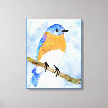 Östra Bluebird - hane - vattenfärgen stil canvas