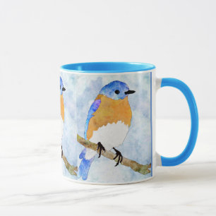 Östra Bluebird - hane - vattenfärgen stil mugg