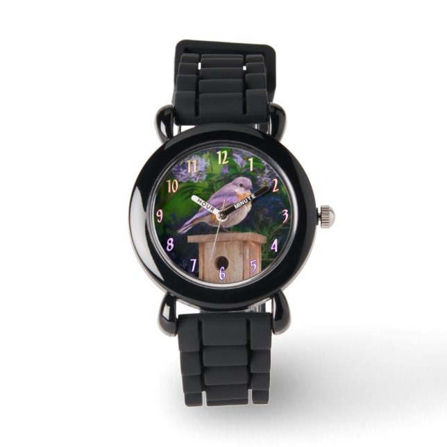 Östra Bluebird in Snö - Originalfoto Armbandsur (Framsida)