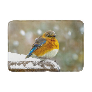 Östra Bluebird in Snö - Originalfoto Badrumsmatta