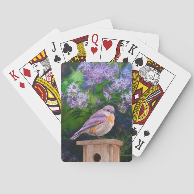 Östra Bluebird in Snö - Originalfoto Casinokort (Baksidan)