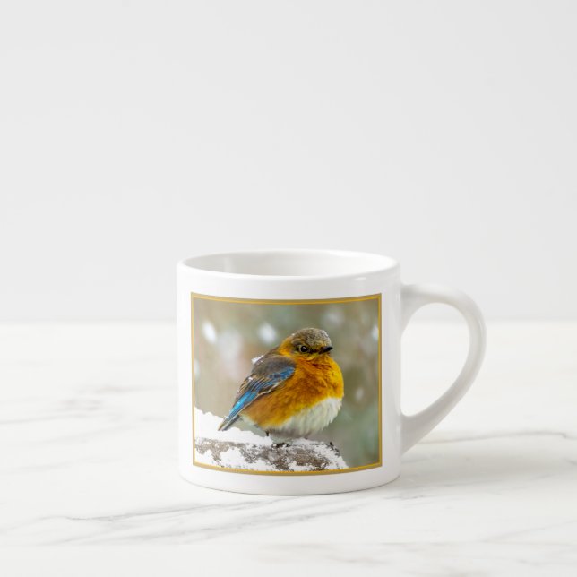 Östra Bluebird in Snö - Originalfoto Espressomugg (Höger)