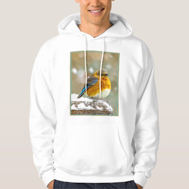 Östra Bluebird in Snö - Originalfoto Hoodie (Framsida)