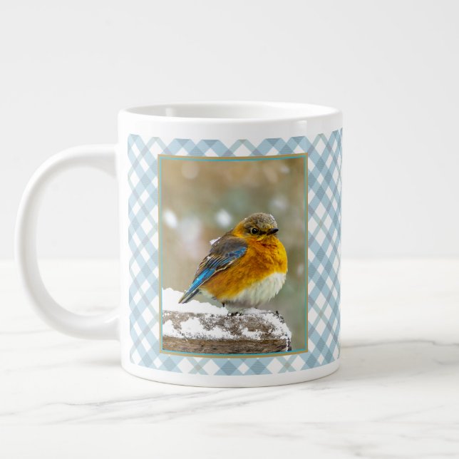 Östra Bluebird in Snö - Originalfoto Jumbo Mugg (Vänster)
