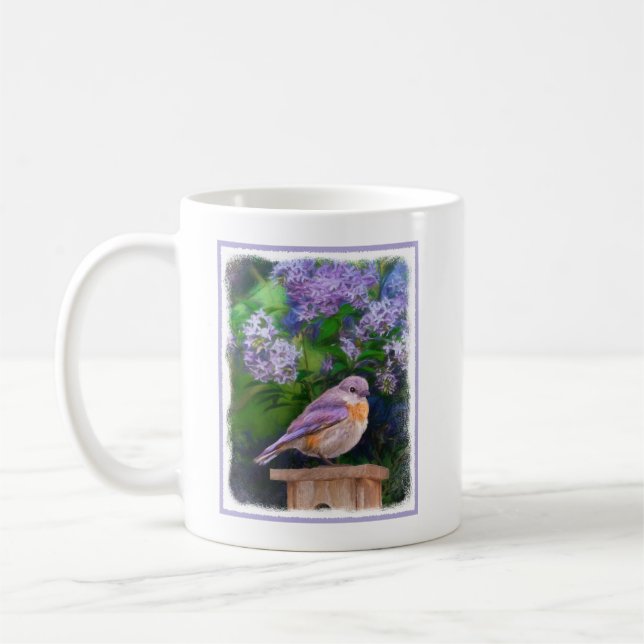 Östra Bluebird in Snö - Originalfoto Kaffemugg (Vänster)