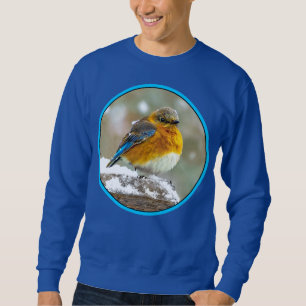 Östra Bluebird in Snö - Originalfoto Lång Ärmad Tröja