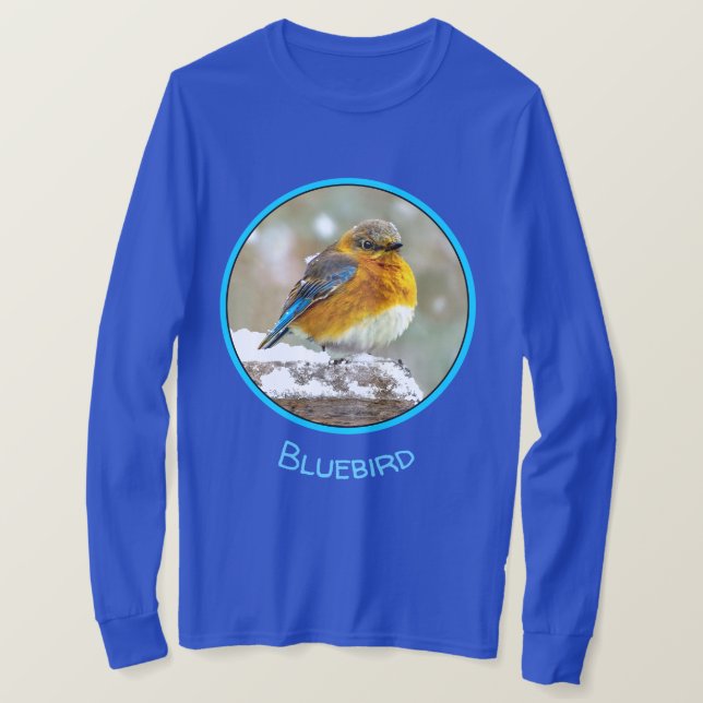 Östra Bluebird in Snö - Originalfoto T Shirt (Design framsida)