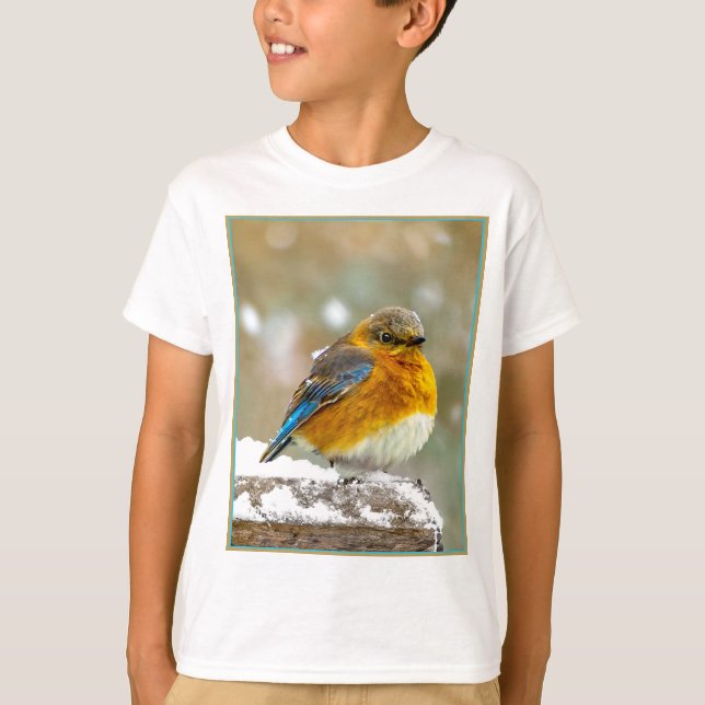 Östra Bluebird in Snö - Originalfoto T Shirt (Framsida)