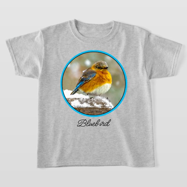 Östra Bluebird in Snö - Originalfoto T Shirt (Laydown)