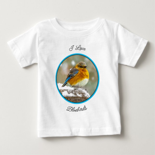 Östra Bluebird in Snö - Originalfoto T Shirt (Framsida)