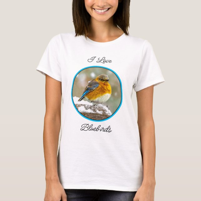 Östra Bluebird in Snö - Originalfoto T Shirt (Framsida)