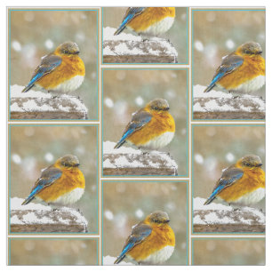 Östra Bluebird in Snö - Originalfoto Tyg