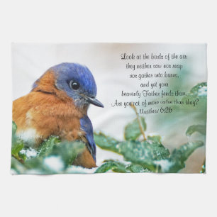 Östra Bluebird Kitchen Towel Matthew 6:26 Kökshandduk