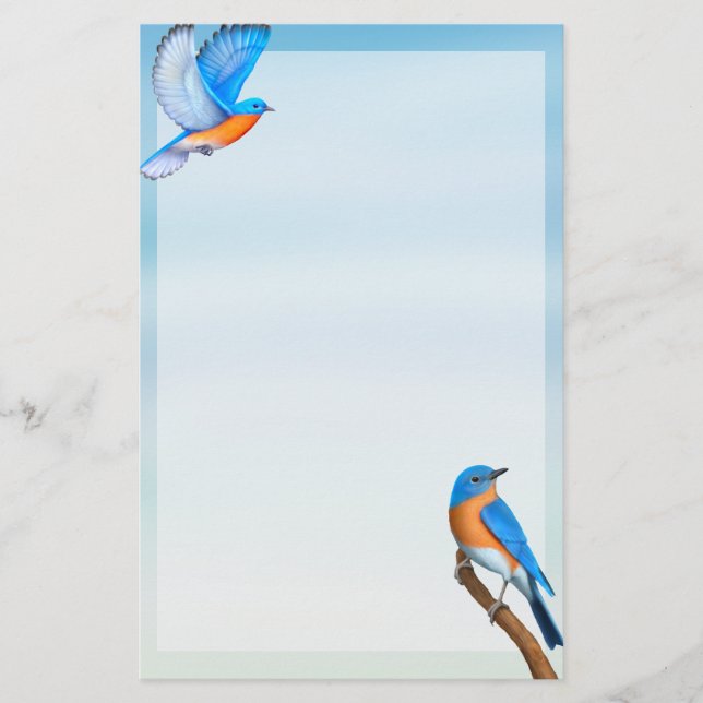 Östra Bluebirds Bird Art Stationery Brevpapper (Framsida)