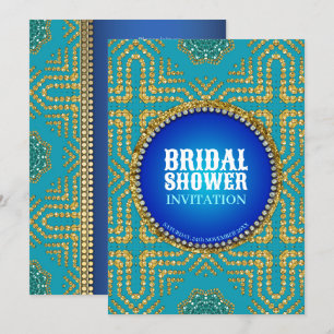 Östra Bohemian Blue+Guld Gnistra Möhippa Inbjudningar