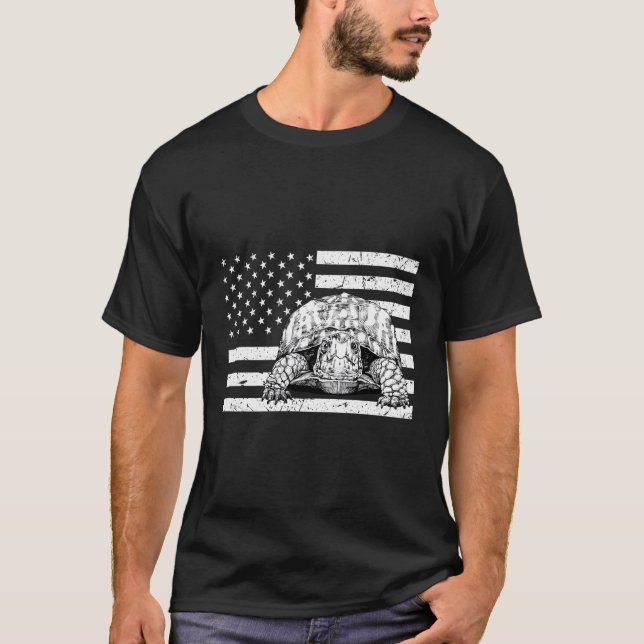 Östra Box Turtle 4:e juli USA Flagga Pa T Shirt (Framsida)