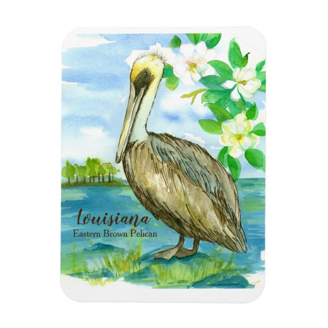 Östra Brown Pelican Louisiana State Bird Magnet (Vertikal)