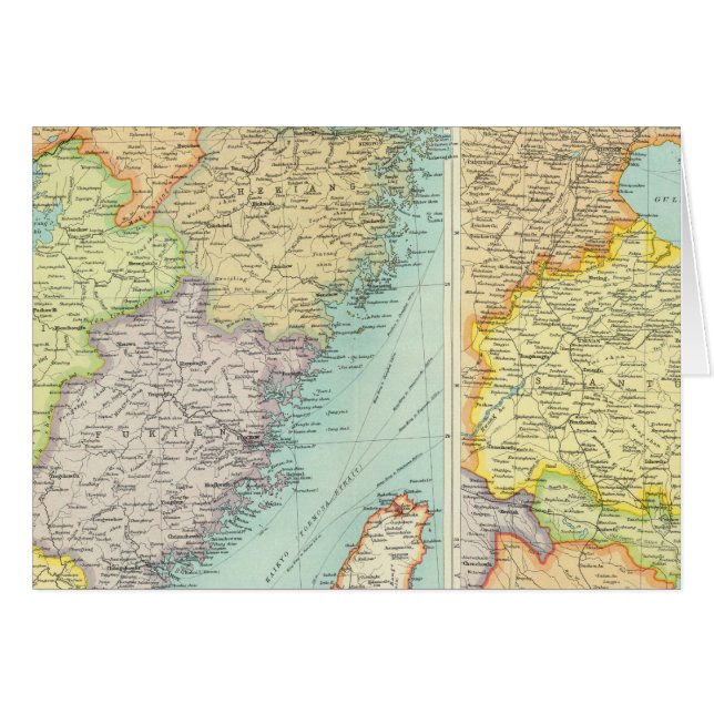 Östra China karta Hälsningskort (Framsidan Horizontal)