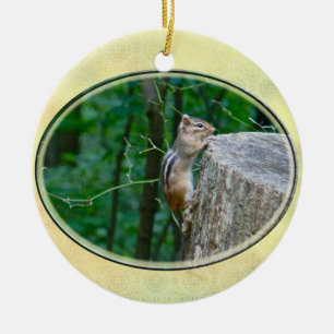 Östra Chipmunk på stump Julgransprydnad Keramik