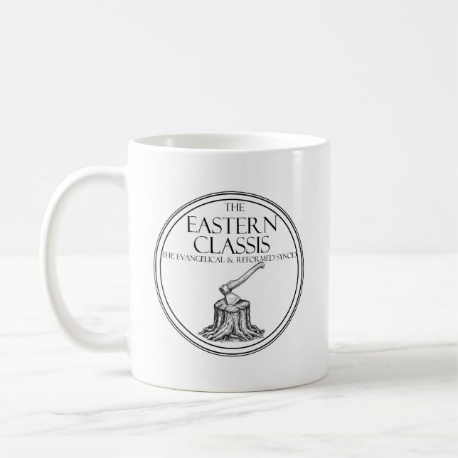 Östra Classis E & R-mugg, logotyp med skriftställe Kaffemugg (Vänster)