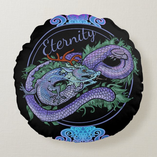 Östra Dragon Eternity Rund Kudde (Framsidan)