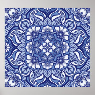 Östra Ethnic Henna Seamless Mönster Poster