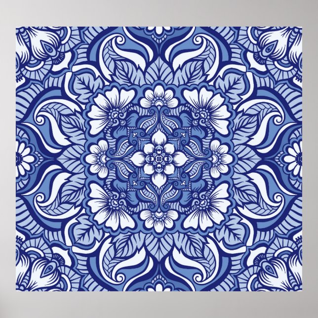 Östra Ethnic Henna Seamless Mönster Poster (Framsidan)