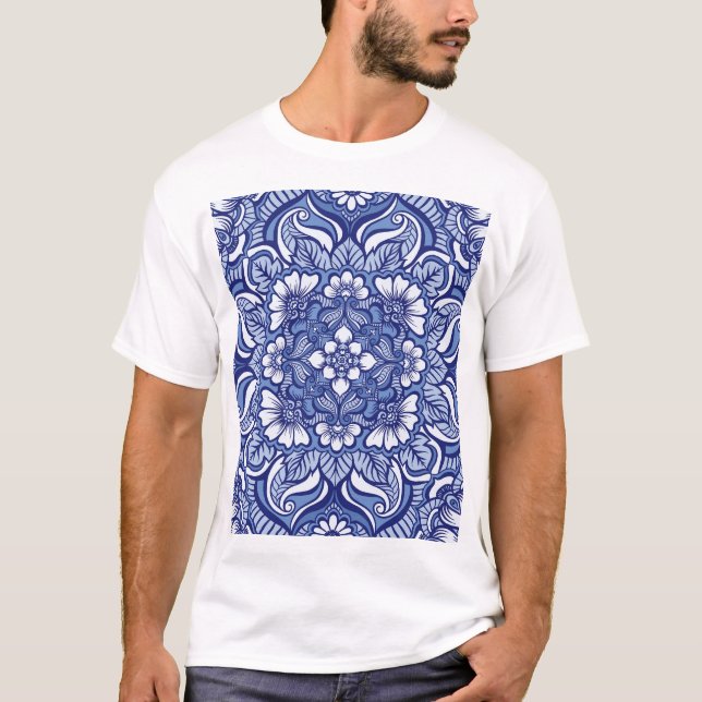 Östra Ethnic Henna Seamless Mönster T Shirt (Framsida)