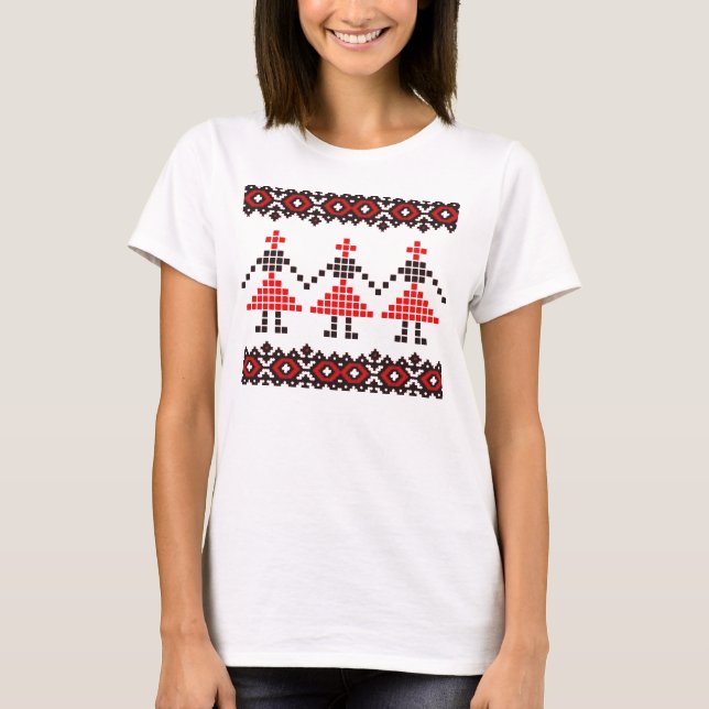 Östra Europa Mönster, traditionell folkgrupp, folk T Shirt (Framsida)