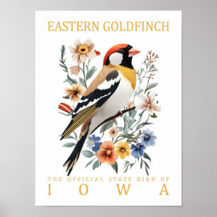 Östra Goldfinch Bird of Iowa USA Travel Poster