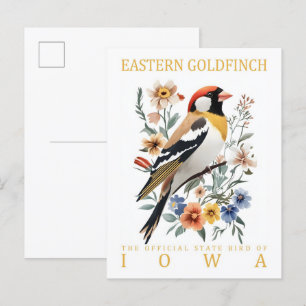 Östra Goldfinch Bird of Iowa USA Travel Vykort