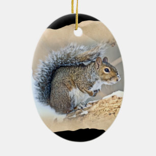 Östra Grått Squirrel - Sciurus carolinensis Julgransprydnad Keramik