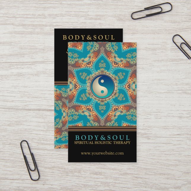 Östra Guld Lotus Flower Yin Yang Affärskort Visitkort (Fram/Back In Situ)