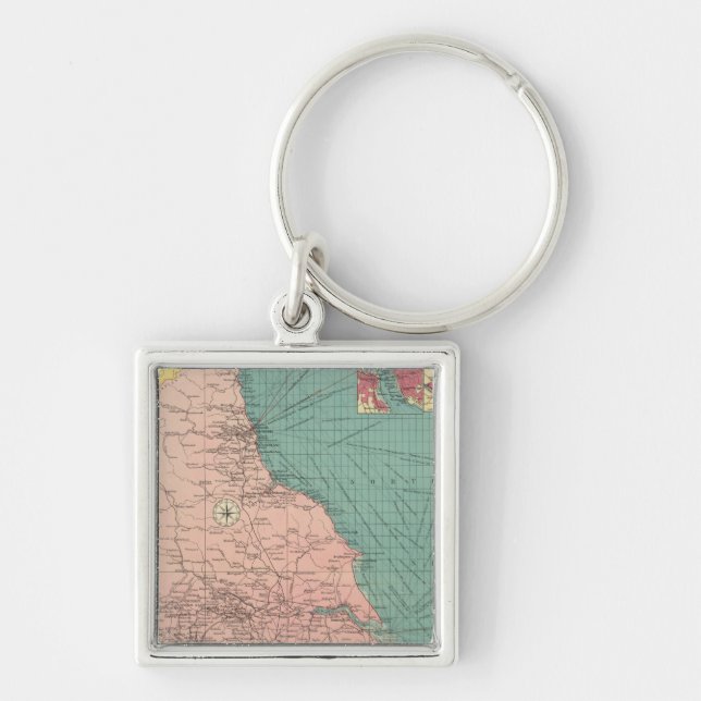 Östra hamnar i Underbarare Britiska Fyrkantig Silverfärgad Nyckelring (Framsidan)