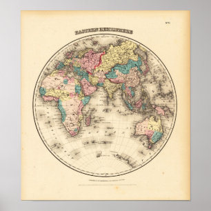 Östra Hemispere Colton, J.H. New York 1856 Poster