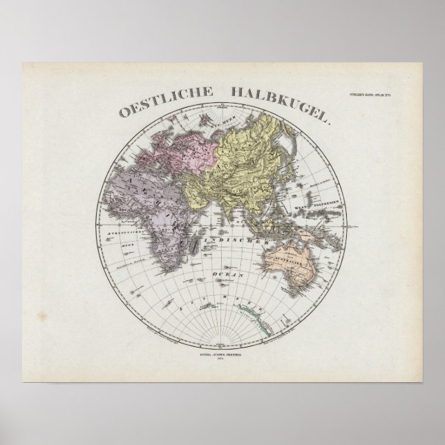 Östra Hemisphere Atlas Karta Poster (Framsidan)