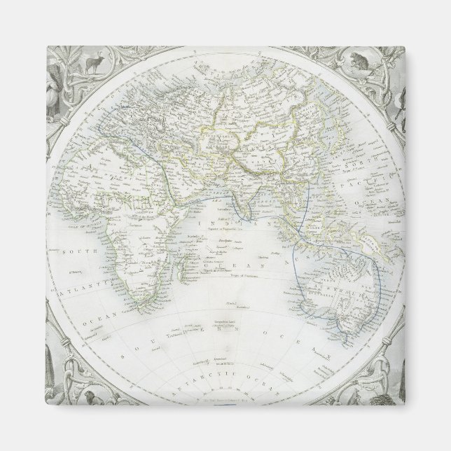 Östra Hemisphere, från en serie världskartor Magnet (Framsidan)