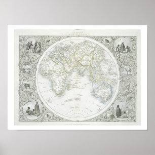 Östra Hemisphere, från en serie världskartor Poster
